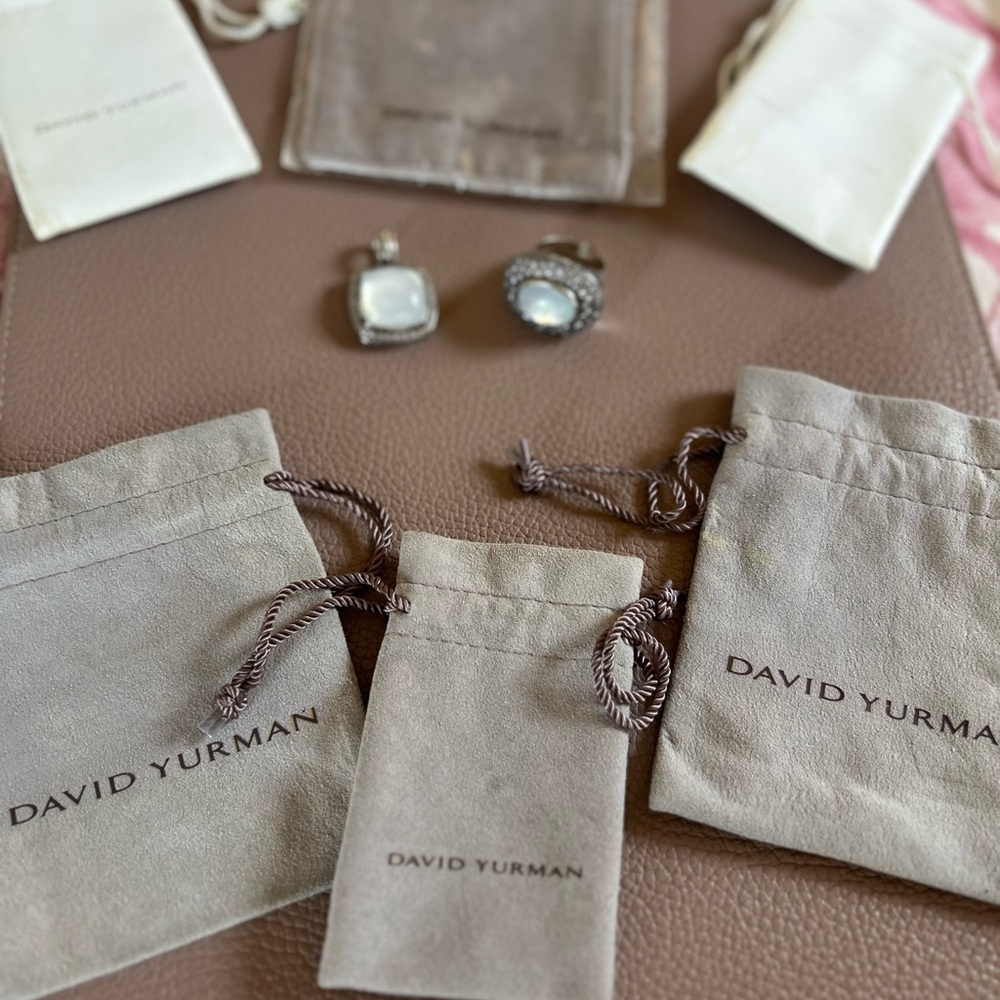 AUTHENTICATED David Yurman Moon Quartz & Diamond Mélange Ring - ORIGINAL TAG
